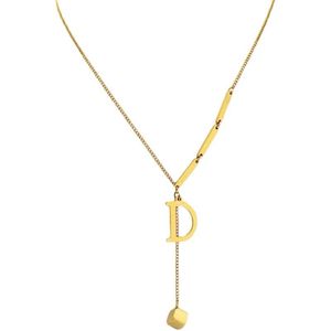 Collier de créateur de mode pendentif lettre D chaîne de pull chaîne en or lettre D collier en acier titane