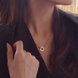 Collier de créateur de mode amour clavicule colliers double chaîne cercle pendentif pour hommes femmes amoureux couple cadeau 269r