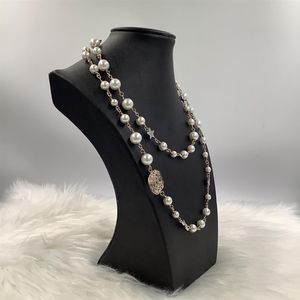 Modedesigner-Halskette, Luxus-Schmuck, langer Anhänger, Pullover-Halsketten, klassischer Stil, Sternschnüre, elegante Perlenkette, doppelt lett274R