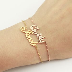 Gepersonaliseerde Custom Name Armband Charms Handgemaakte Vrouwen Kinderen Sieraden Gegraveerde Handschrift Signature Love Message Aangepast Gift