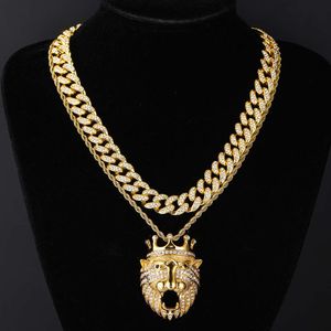 Collier de créateur de mode Collier Hip Hop personnalisé Instagram populaire diamant tête de lion pendentif Cool Party chaîne cubaine hommes Hip Hop collier de chaîne à maillons cubains