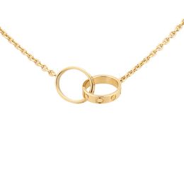Collares de diseñador de moda con tornillo de diamante doble círculo Collar de amor para novia oro blanco Colgante de rosa Regalo de fiesta de acero inoxidable de moda B7212400