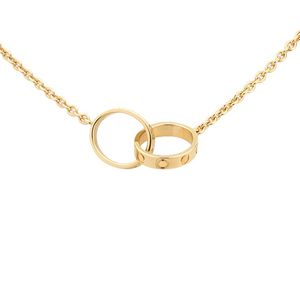 Colliers de créateurs de mode avec diamant à vis double cercle Collier d'amour pour petite amie en or blanc Pendentif rose en acier inoxydable p242P