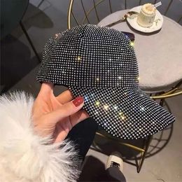 Modeontwerper Netto Rood Ins Zomer Dames Super Flash Strass Baseball Cap Straat Kpop Outdoor Zonnehoed Hiphop 240103