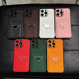 fashion designer P brand Card Slot Bag Holder Phone Case For IPhone 15 14Plus 13pro 12 11 Pro Max Mini XS XR 7 8 Plus Triangular nameplate TPU Wallet Soft Shockproof Cover