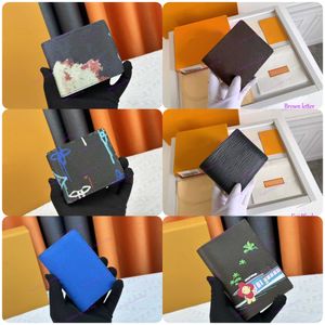 Fashion créateur de passeport Pursport Purse Purse Quality Leather Flower Men Solder Carte Portefeuille Two Fold Card Clip multiples sac M60410 Classic Cross Pattern Money Purse M40452