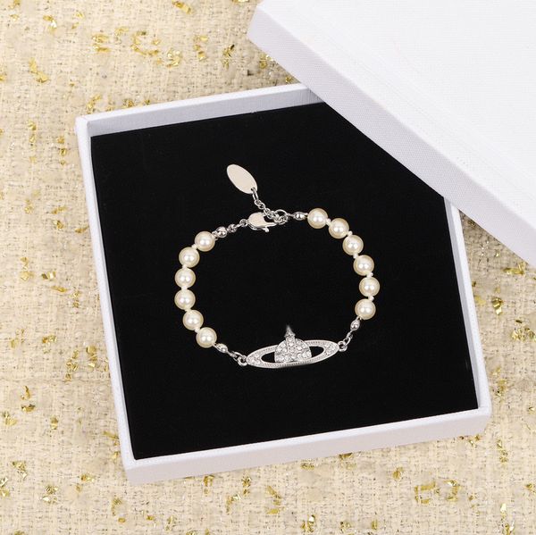 Bracelet de perles de créateur de mode Bracelet de charme Diamant Saturn Charm Plein de diamants Planet Bracelet de perles Accessoires de bijoux de mode pour femmes