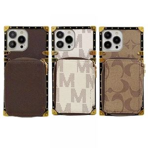 Étui de téléphone de créateur de mode pour Samsung Galaxy S23 Ultra S22 S21 Note 20 iPhone 15 14 Pro Max 13 12 11 XR XS 7 8 Portefeuille à fermeture éclair Rangement Porte-monnaie Poche pour cartes Couverture monogramme