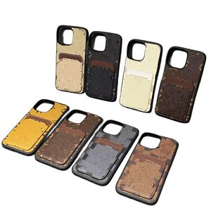 Cajas de teléfono de diseñador de moda para iPhone 15 Pro Max 14Plus Funda de billetera con ranuras para tarjetas de cuero mate a prueba de golpes IP13 12 11 XR XSMAX 7PLUS 6 8P Cubierta con correas