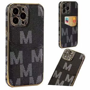 Étuis de téléphone de créateur de mode pour iPhone 15 14 15Pro 14Pro 14Plus 13 12 11 Pro Max X XS Max Lettre Couverture arrière mobile avec poche pour carte Étui de téléphone portable en cuir de luxe