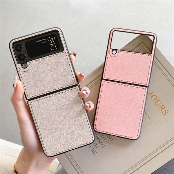 Diseñador de moda Fundas para teléfonos para Samsung Galaxy Z Flip 3 4 1 2 Funda para teléfono ZFlip Patrón de tablero de ajedrez Protector Huawei P50 Bolsillo colgante de cuero