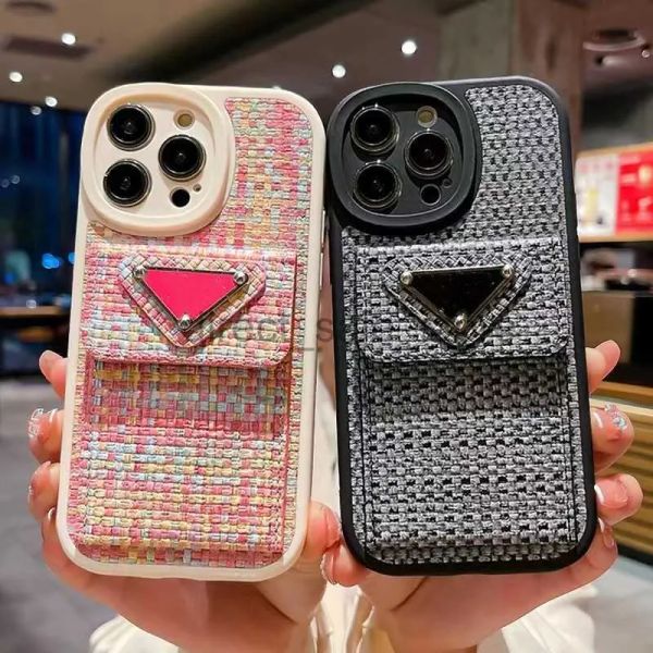 Fashion Designer Cajones de teléfonos iPhone 15 14 14Pro 14Plus 13 12 Mini 11 Pro X XS MAX XR Letra de lujo Etiqueta trenzada Correa de muñeca Caso de hombro