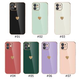 Étuis de téléphone de placage de protection de créateur de mode pour iPhone 13 12 11 Pro XS Max Mini XR X 7 8 Plus SE Love Heart Case