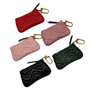 Pasteles de diseñador de moda para mujeres Puga de monedas de monedas Diseñador Key Pouch Lady Kids Pequeñas billeteras de cadena de llaves Mini cuero de cuero real con caja