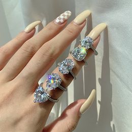Mode Designer Ring 925 Sterling Zilveren Trouwringen Clear 5A Cubic Zirconia Heart Water Drop Ovale Diamond Love Ring Sieraden voor Vrouw Betrokkenheid met Doos