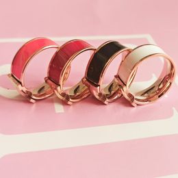 Bague de créateur de mode émail coloré 8mm en acier inoxydable lettre d'amour anneaux pour femmes et hommes amoureux Couples cadeau bijoux
