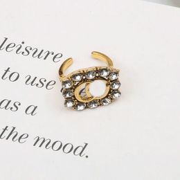 Créateur de mode anneaux bijoux femme classique double lettre d'anneau en rognes et amateurs de femmes Ring5