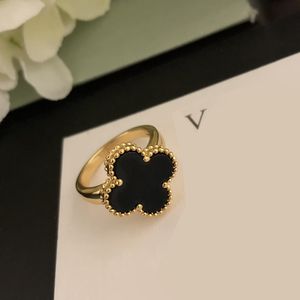 Créateur de mode anneaux pour femmes anneaux à quatre feuilles de trèfle anneau mère de fleur de perle fleur de longue durée