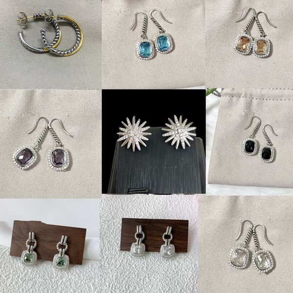 Créateur de mode boucles d'oreilles romantiques classique en argent sterling 925 DY mode torsadé tissé filaire rétro bijoux en forme de X Couple fête maman cadeau de vacances