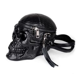 Créateur de mode sacoche paquet crâne sacs originalité femmes sac drôle squelette tête noir Handbad unique 240228