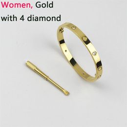 Bracelets de vis de mode Bracelets en acier en acier argent rose rose goldoir diamant luxe classique bijoux pour femmes 18 km bracelet en or aaa