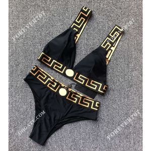 Modeontwerper sexy driehoekige broek bh set met klassieke letters geometrische prints dames badmode split stijl bikini luxe lingerie