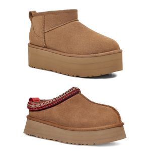 Chaussures de créateurs Australie Bottines en peluche à la cheville courte Plate-forme bottes à bagages en peau de mouton et laine wgg femme Tasman extérieur automne hiver botte de fourrure daim pantoufle botte de neige