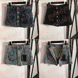 Modeontwerper Shorts Rokken Metalen Letter Denim Shorts Vrouwen Hoge Taille Single Breasted Rok Sexy Mini Jeans