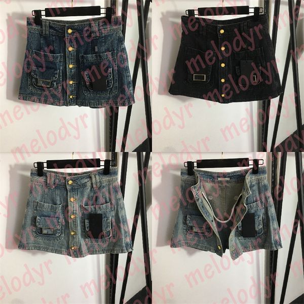 Short de créateur de mode jupes en métal lettre Denim Shorts femmes taille haute simple boutonnage jupe Sexy Mini jean