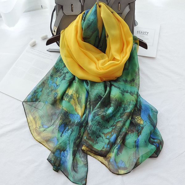 Foulards en soie de créateur de mode femmes marque de luxe imprimé plumes de paon Foulard en soie