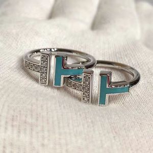 Modeontwerper zilveren ring kristal diamanten liefde Ring S925 sterling zilveren verlovingsringen voor dames heren trouwringen voor koppels dubbele t merk Valentijnsdag