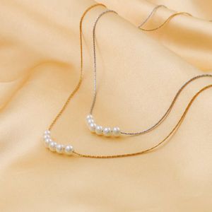 Modeontwerper eenvoudige titanium stalen sleutelbeen ketting ontworpen voor vrouwen ketting parel sieraden