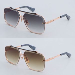 Diseñador de moda SEIS Gafas de sol de metal para mujer Hombre Gran cuadrado Gafas de oro rosa de lujo vintage Hombres Mujeres clásico Estilo de celebridad Gafas Lente de corte de diamante