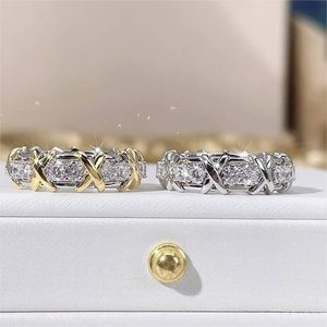 Modeontwerper zestien stenen Titi-Fany diamanten witte topaas edelstenen Jean Schlumberger X 925 zilveren gesimuleerde diamanten pave ring met doos