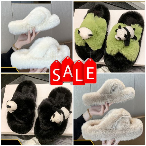 Pantoufles de créateurs de mode Sliders Sandales Fond plat Femmes Hot Comfort Girl Plate-forme Fourrure Furry Chaud Slider Slipper Taille 36-41