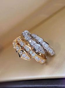 Modeontwerper Snake Diamond ring Roestvrij staal heren dames brede smalle versie open ring gemakkelijke vervorming zilver 18k goud licht diamanten ingelegd sieraden cadeau