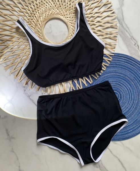 Créateur de mode Sport Bikinis Set Tank Solid Sweetwsuit Black White Swimwear Brand High Push Up Bathing Trots Femme S-XL With Tags Femme Maillot de Bain Femme