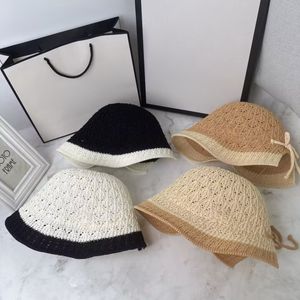 Chapeaux seau d'été de styliste, casquette tissée creuse pour femmes, accessoires de vacances à la plage, chapeau de soleil d'été 26812