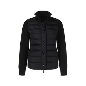 Créateur de mode col montant femme doudoune bras logo veste en tricot Snap-Fastener Design veste tricotée manteau chaud d'hiver taille S--239V