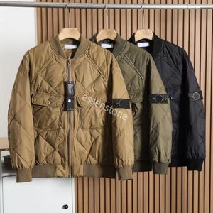 Modeontwerper Stone Down Heren zakjassen eilandjas Parka's met lange mouw rits Badges heren casual jas windjack embrodiery steenjassen losse maat M-3XL