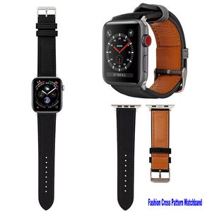 Modeontwerpers Straps Compatibele Apple Watch Band 45mm 44 mm 42 mm 49 mm PU Lederen band Vervangingsriem voor IWatch -serie 7/6/5/4/3/8/SE 2 Bruine banden met zwarte adapter