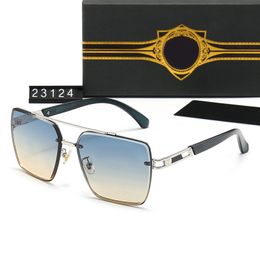 Modeontwerper zonnebrillen klassieke buitentrend UV -bescherming retro platte vierkante randloze metalen glazen