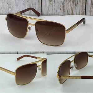 Lunettes de soleil de créateurs de mode pour hommes 0259 Attitude Metal UV Cut Square Gold Brown Anti-Ultraviolet UV400 Lens Top Quality With Case box