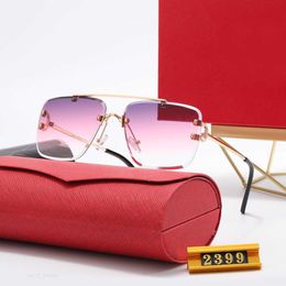 Lunettes de soleil de créateur de mode pour hommes femmes lunettes vin rouge lunettes tête de léopard C décoration demi-cadre anti double pont hommes femme bon
