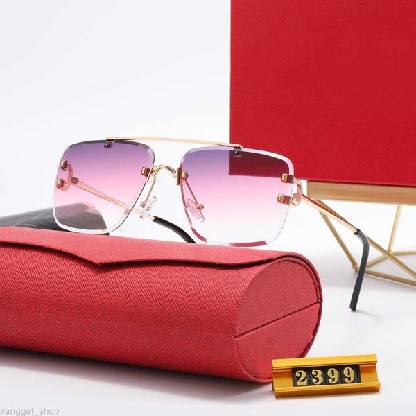 Lunettes de soleil de créateur de mode pour hommes femmes lunettes vin rouge lunettes tête de léopard C décoration demi-cadre anti double pont hommes femme verre