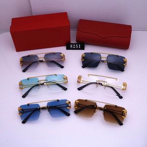 Gafas de sol de diseñador de moda para mujer Gafas para hombre Gafas de sol Marca de diseño Gafas Carti Marco de metal de lujo azul Lentes de vidrio oscuro con mejores estuches negros Lunettes