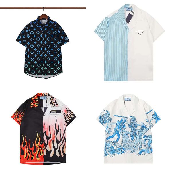 Diseñador de moda T Hawaii Carta floral Camisas de playa de diseñador para hombres Camisa de bolos de seda Hombres casuales Summer Manga corta Asia Tamaño M-3xl