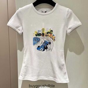 T-shirts de créateur de mode pour femmes avec motif de voiture Summer White Tops 22951