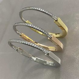 Créateur de mode tiff Bracelet Top T Family's New Lock Diamant coloré 925 Sterling Argent 18k Or Rose Femmes