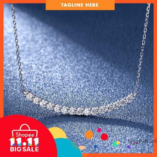 Collier Tiff de créateur de mode Top Morsonite Sterling Silver S925 Smile Collier T Accueil Simple Processus de galvanoplastie pour femmes Diamant américain D-COLOR 54UR